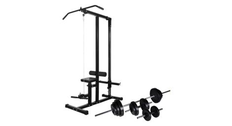 Tour de musculation avec jeu d'haltères et poids 30,5 kg sport fitness noir