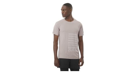 Maillot de manga corta salomon sense aero graphic beige/blanco para hombre