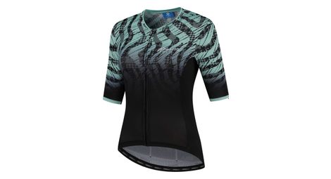 Maillot Manches Courtes Velo Rogelli Animal - Femme - Noir/Turquoise