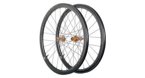 Paire de roues Progress Aero 38 Disc Noir/Light Bronze | 12x100/12x142 | Center Lock