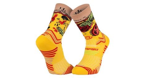 Chaussettes de trail bv sport collection nutrisocks pizza jaune/multicolore