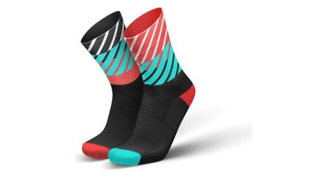 Chaussettes de running incylence diagonals noir rouge bleu