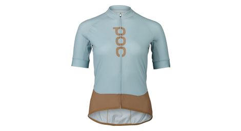 Maillot de manga corta poc essential road logo para mujer azul/marrón s