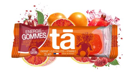 Gommes énergétiques + caféine Tā Energy Orange Sanguine/Grenade - 30g