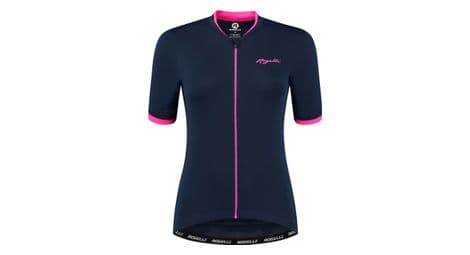 Maillot manches courtes velo rogelli essential - femme - bleu/rose