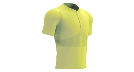 Maillot manches courtes compressport trail half-zip fitted top green sheen