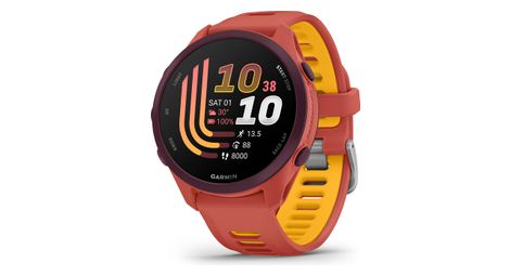 Montre GPS Garmin Forerunner 170 Music Rouge Rose avec Bracelet en Silicone Rouge Rose/Orange