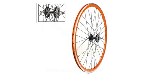 Roue arriere velox 700c fixie orange alu moyeu flip flop