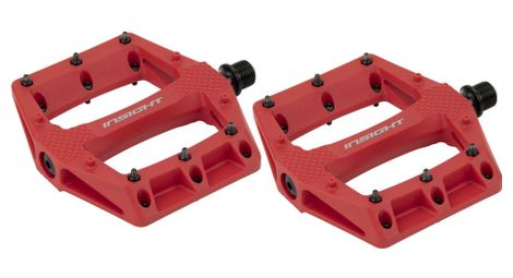 pair of insight thermoplastic du red flat pedals