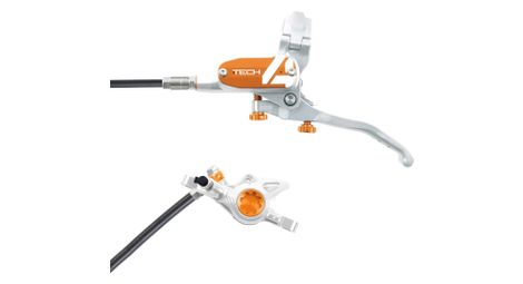 Hope tech4 x2 disc break - vorne silber / orange standardschlauch