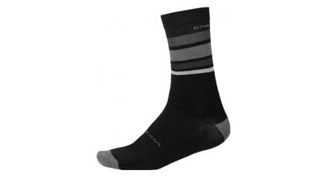 Chaussettes endura baabaa merino stripe noir mat