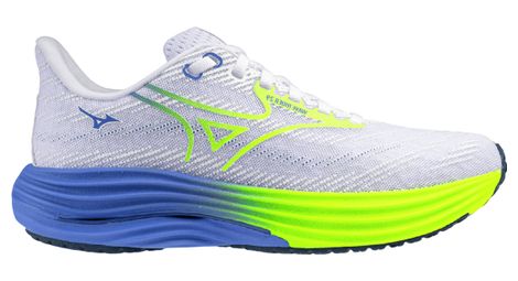 mizuno wave rider 29 running shoes white blue yellow women s