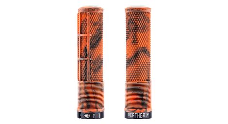 Par de puños DMR DeathGrip2 Flangeless Lock-On de 135 mm, color naranja mármol