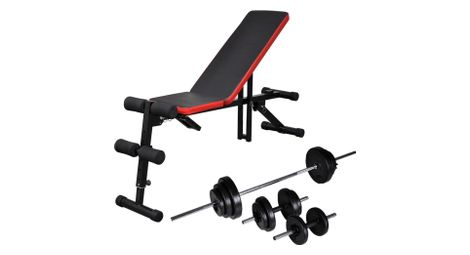 Banc de musculation d'entraînement réglable avec jeu d'haltères 30,5 kg