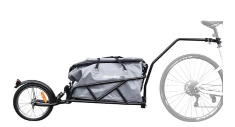 Remorque vélo mono-roue avec sac et amortisseur