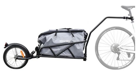 Remolque para bicicleta con una sola rueda y suspensión, con bolsa en el tubo del sillín