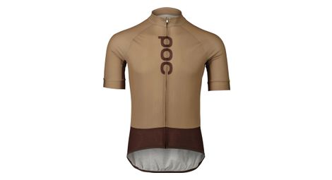 Maillot manches courtes poc essential road logo marron clair fonce