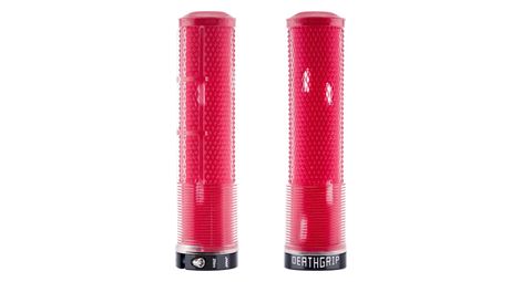 Par de puños DMR DeathGrip2 Flangeless Lock-On de 135 mm, rojo transparente
