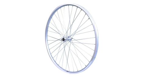 Roue 28  vtc avant jante alu double paroi argent frein patin moyeu alu ecrous .