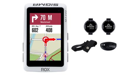 Computer gps sigma rox 12.1 evo set di sensori di frequenza cardiaca/velocità/cadenza bianco