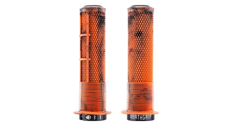 Par de puños DMR DeathGrip2 Flange Lock-On de 135 mm, color naranja mármol