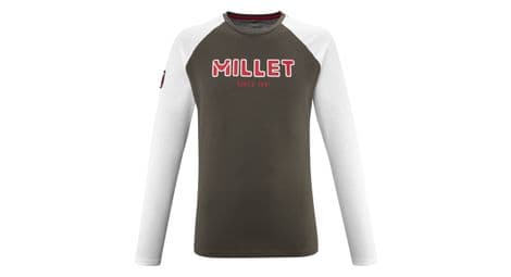 Millet heritage langarm t-shirt weiß/khaki