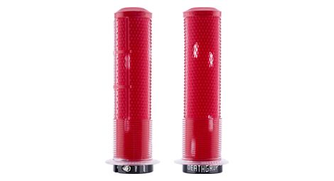 Par de puños DMR DeathGrip2 Flange Lock-On de 135 mm, rojo transparente