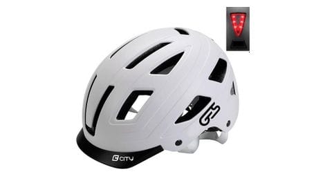 Casque city blanc m 55 58 eclairage arriere led 15 ventilation