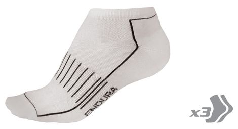 Endura pack de 3 paires de chaussettes coolmax race entrainement blanc