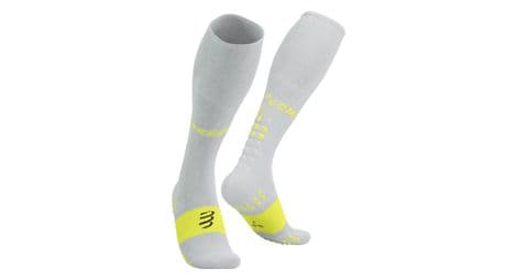 Compressport full socks oxygen yellow / white