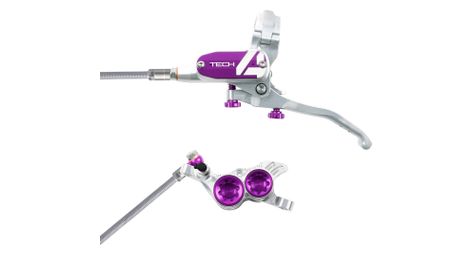 Hope tech 4 v4 disc break - latiguillo trenzado delantero plateado / morado