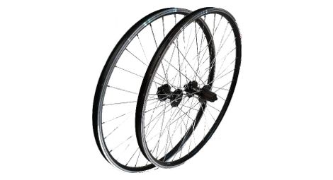 Roue 29  vtt avant jante alu double paroi mach1 combo noire frein disque moyeu shimano deore m475 blocage rapide.