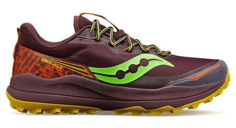 Chaussures de trail femme saucony xodus ultra 2 bordeaux jaune vert