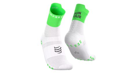 Calcetines Compressport Pro Racing V4.0 Run High Your Race Verde/Blanco