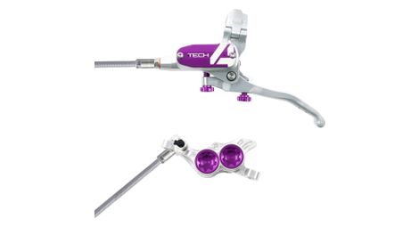 Hope tech 4 e4 disc break - latiguillo trenzado trasero plateado / morado