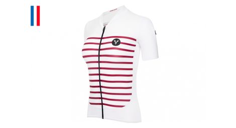 Maillot manches courtes femme lebram ventoux blanc bordeaux coupe ajustée