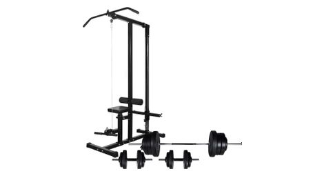 Tour de musculation avec jeu d'haltères et poids 60,5 kg sport fitness noir