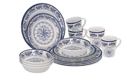 Bo camp vaisselle 16 pcs old dutch melamine bleu