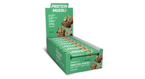 Boîte de barres protein muesli (28x30g) - biotech usa - noisette -  barres protéinées