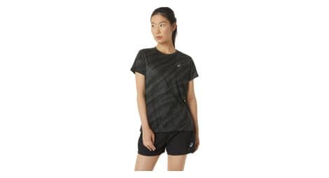 Asics core all over print kurzarmshirt schwarz damen