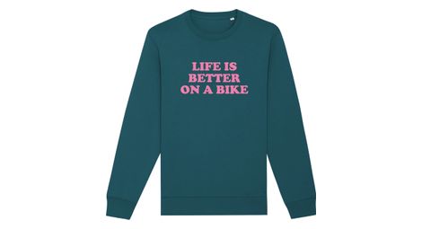 Çois sudadera unisex 'la vida es mejor en bici' verde