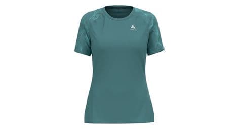 Maillot manches courtes femme odlo essential print bleu