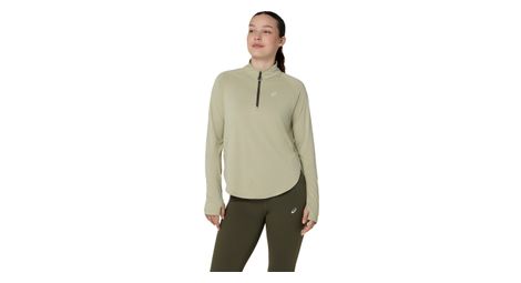 Haut 1/4 Zip Asics Nagino Run Kaki Femme