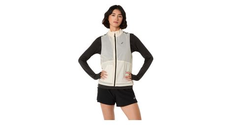 women s asics metarun packable sleeveless jacket in beige