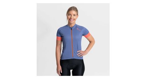 Maillot Manches Courtes Velo Rogelli Modesta - Femme - Bleu/Corail