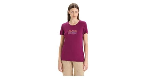 Icebreaker tech lite ii mountain geology women's short sleeve merino t-shirt purple