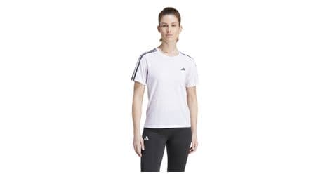 Maillot manches courtes adidas own the run 3 bandes blanc femme