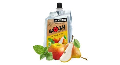 Eco-recharge purée bio baouw poire-pomme-menthe 330g