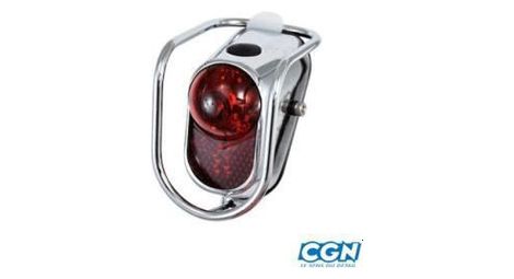 Eclairage velo pile ar led vintage acier chrome sur garde boue 2 fonctions 10 lux