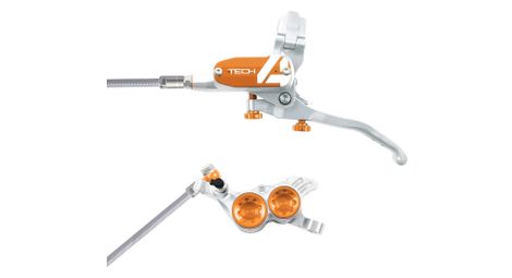 Frein avant hope tech4 v4 argent / orange durite tressé aviation